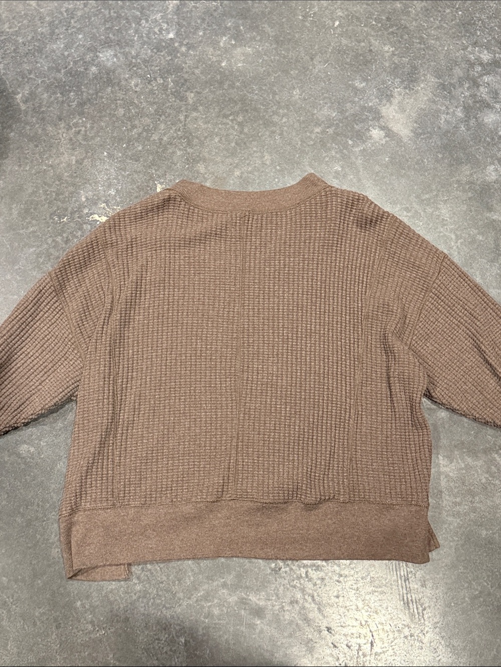 Cozy V-Neck Waffle Knit Sweater in chocolate brown big hug - Picture 7 of 7
